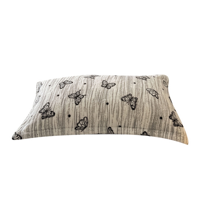 91家纺网 家纺一手货源 找家纺 LIFE.丽芙 2025秋冬新款A类牛奶绒加厚立体雕花压线宽边枕套 蝶舞纷飞-灰