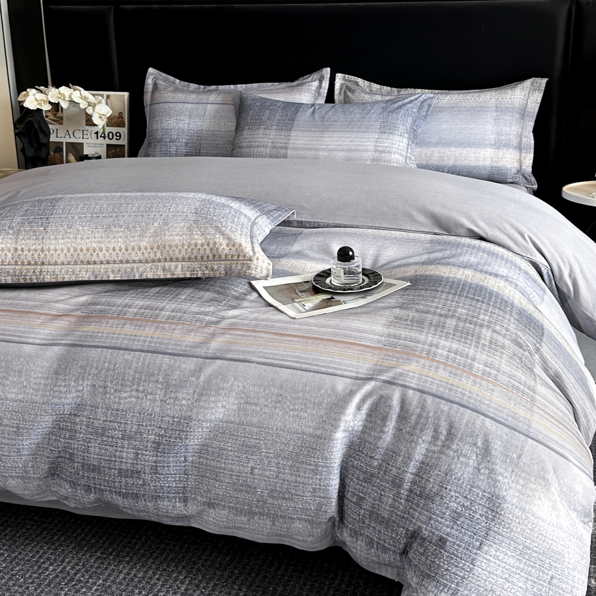 91家纺网 家纺一手货源 找家纺 海洋家纺 2025新款100%全棉磨毛数码印花四件套加厚全棉四件套-提供买家秀 拾光 蓝