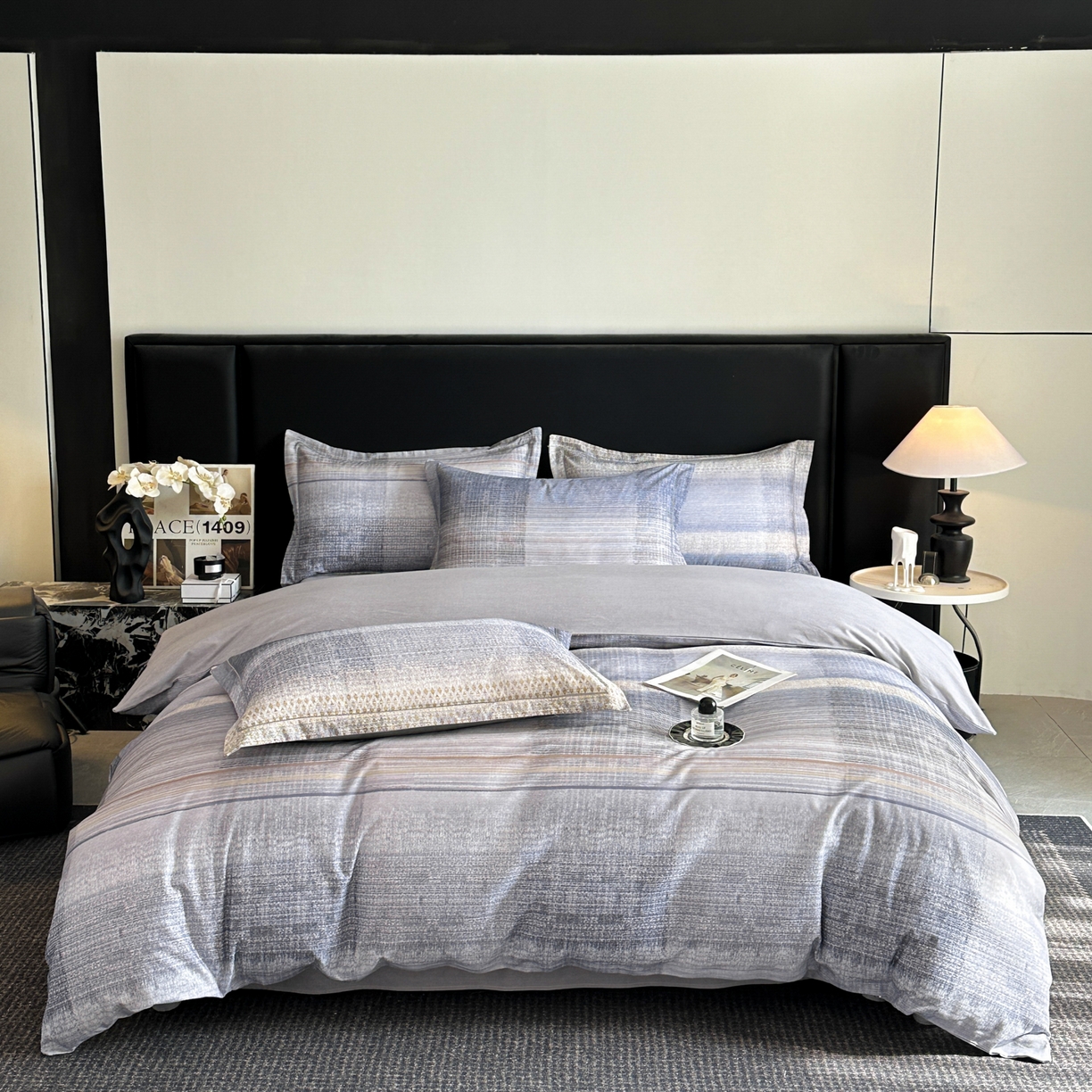 91家纺网 家纺一手货源 找家纺 海洋家纺 2025新款100%全棉磨毛数码印花四件套加厚全棉四件套-提供买家秀 拾光 蓝