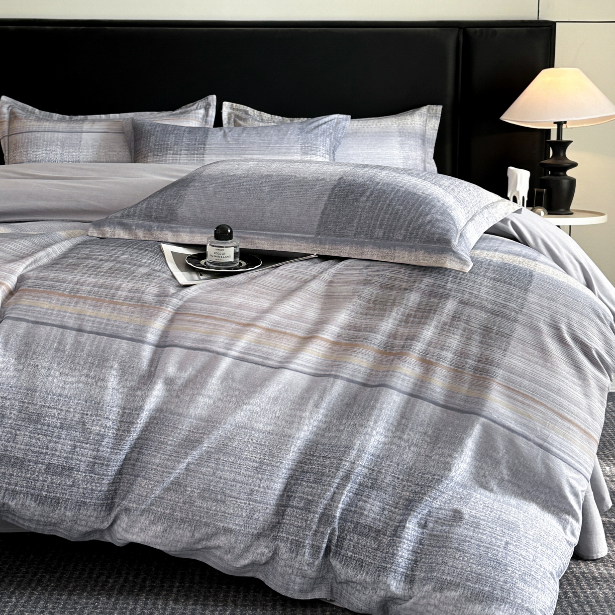 91家纺网 家纺一手货源 找家纺 海洋家纺 2025新款100%全棉磨毛数码印花四件套加厚全棉四件套-提供买家秀 拾光 蓝