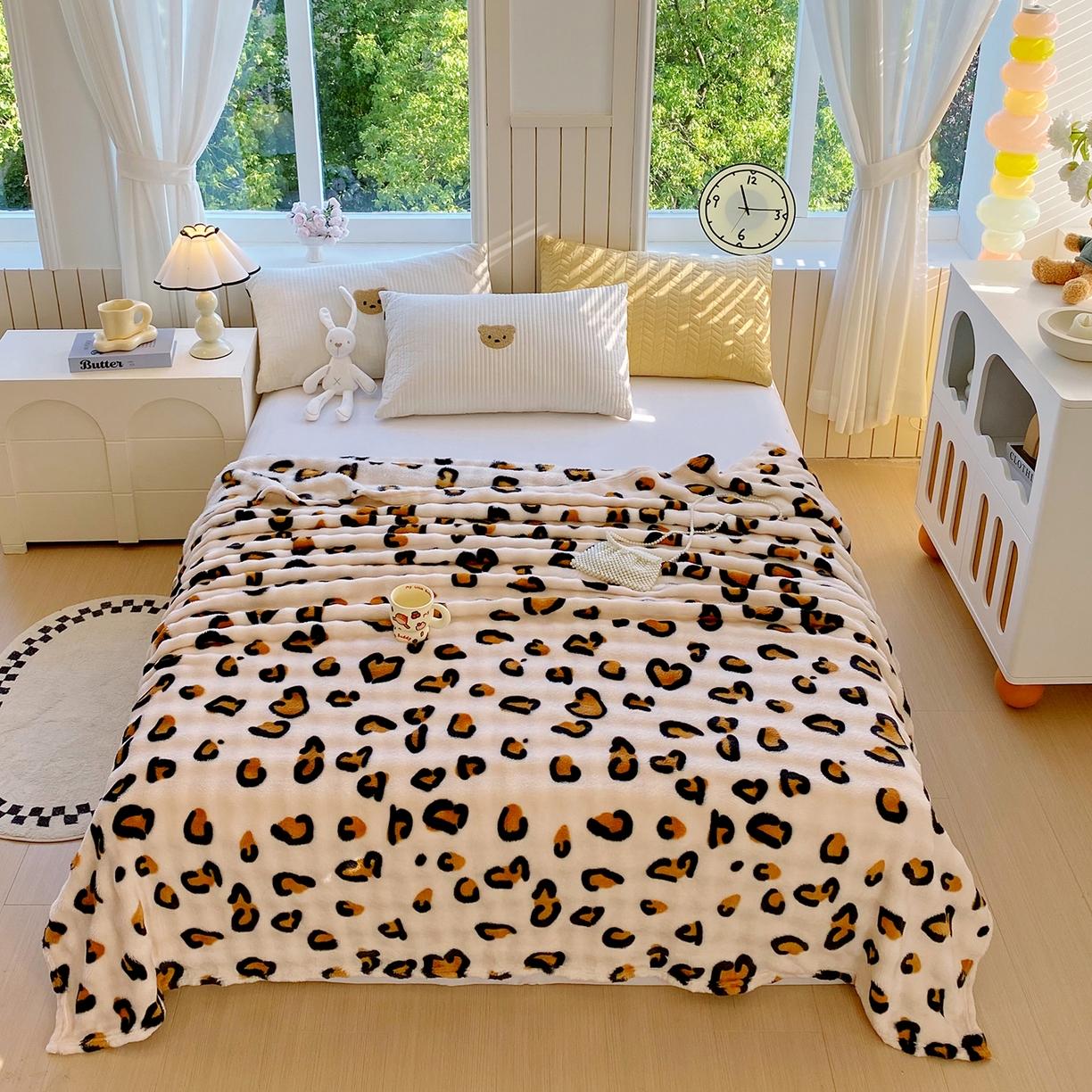 爱彼家纺 2025秋冬新款高克重简约印花泡泡绒毯多功能毯毛毯毯子 托斯卡纳的纹