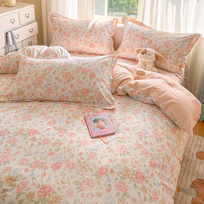 91家纺网 家纺一手货源 找家纺 花梦欣 2025新款全棉印花单品系列-四件套花恋