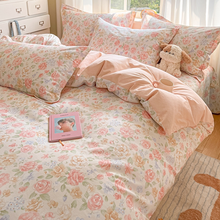 91家纺网 家纺一手货源 找家纺 花梦欣 2025新款全棉印花单品系列-四件套花恋