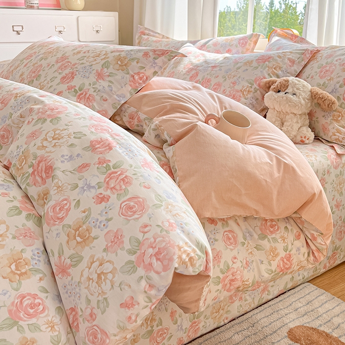 91家纺网 家纺一手货源 找家纺 花梦欣 2025新款全棉印花单品系列-四件套花恋