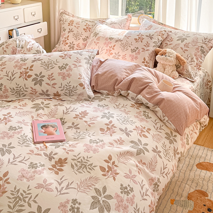 91家纺网 家纺一手货源 找家纺 花梦欣 2025新款全棉印花单品系列-四件套洛克庄园红