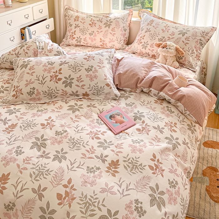 91家纺网 家纺一手货源 找家纺 花梦欣 2025新款全棉印花单品系列-四件套洛克庄园红