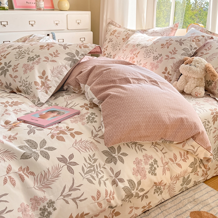 91家纺网 家纺一手货源 找家纺 花梦欣 2025新款全棉印花单品系列-四件套洛克庄园红