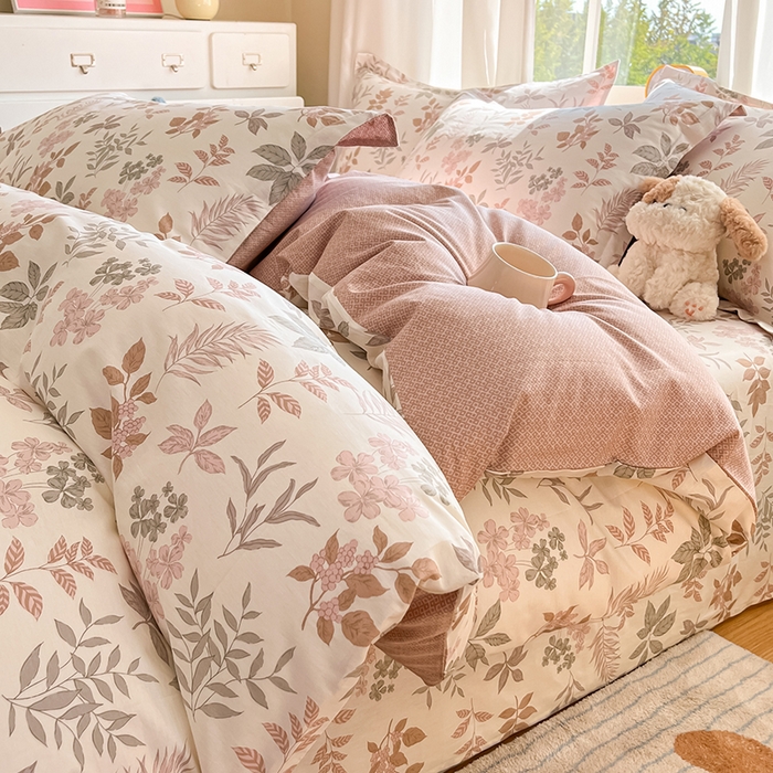 91家纺网 家纺一手货源 找家纺 花梦欣 2025新款全棉印花单品系列-四件套洛克庄园红