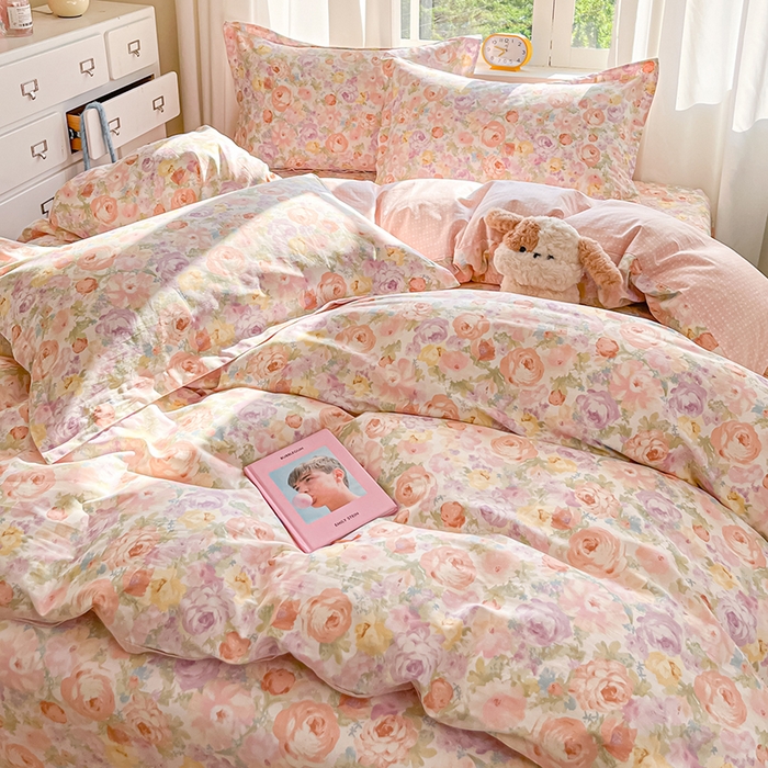 91家纺网 家纺一手货源 找家纺 花梦欣 2025新款全棉印花单品系列-四件套悦下花影