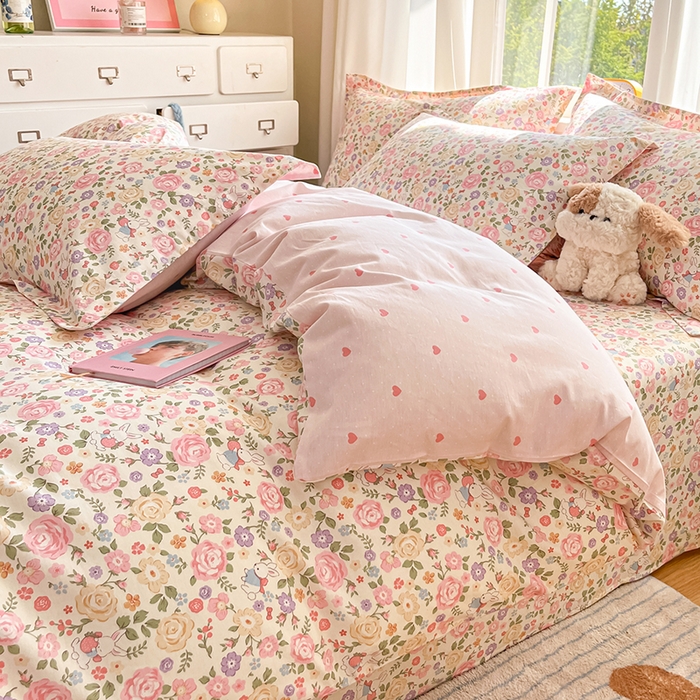 91家纺网 家纺一手货源 找家纺 花梦欣 2025新款全棉印花单品系列-四件套花园芬芳