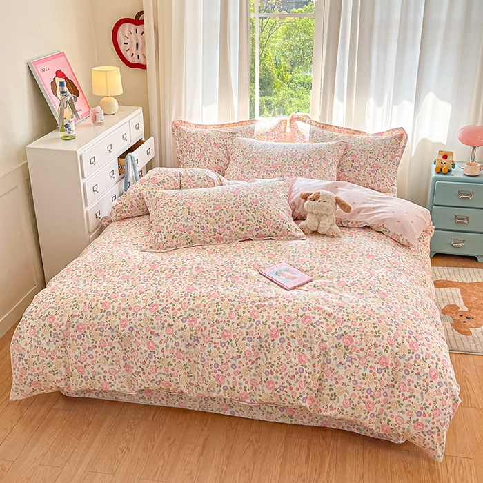 91家纺网 家纺一手货源 找家纺 花梦欣 2025新款全棉印花单品系列-四件套花园芬芳