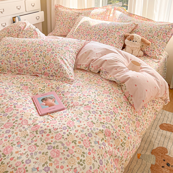 91家纺网 家纺一手货源 找家纺 花梦欣 2025新款全棉印花单品系列-四件套花园芬芳