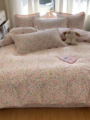 91家纺网 家纺一手货源 找家纺 花梦欣 2025新款全棉印花单品系列-四件套花园芬芳