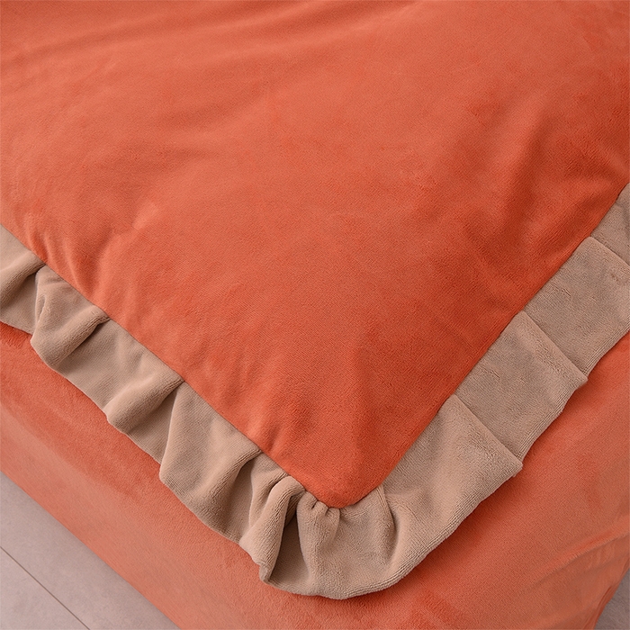 91家纺网 家纺一手货源 找家纺 湘雪家居  2025新款高克重纯色刺绣牛奶绒床单款系列四件套-提供买家秀 钟爱款-橙橘色