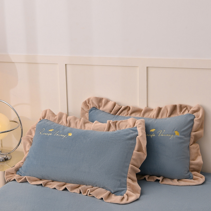 91家纺网 家纺一手货源 找家纺 湘雪家居  2025新款高克重纯色刺绣牛奶绒床单款系列四件套-提供买家秀 星语款-宾利兰