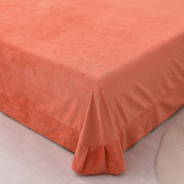 91家纺网 家纺一手货源 找家纺 湘雪家居  2025新款高克重纯色刺绣牛奶绒床单款系列四件套-提供买家秀 星语款-橙橘色