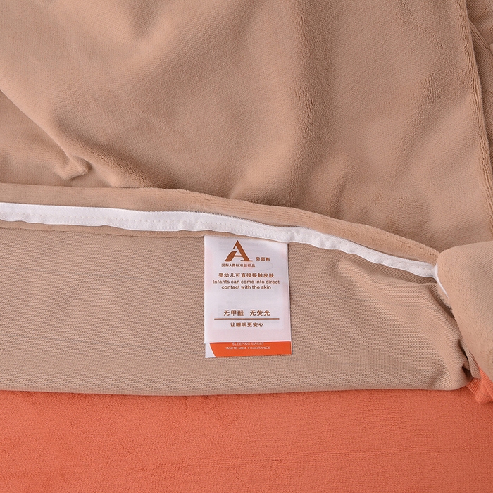 91家纺网 家纺一手货源 找家纺 湘雪家居  2025新款高克重纯色刺绣牛奶绒床单款系列四件套-提供买家秀 星语款-橙橘色