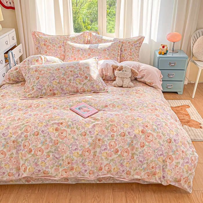 91家纺网 家纺一手货源 找家纺 花梦欣 2025新款全棉印花单品系列-单被套悦下花影