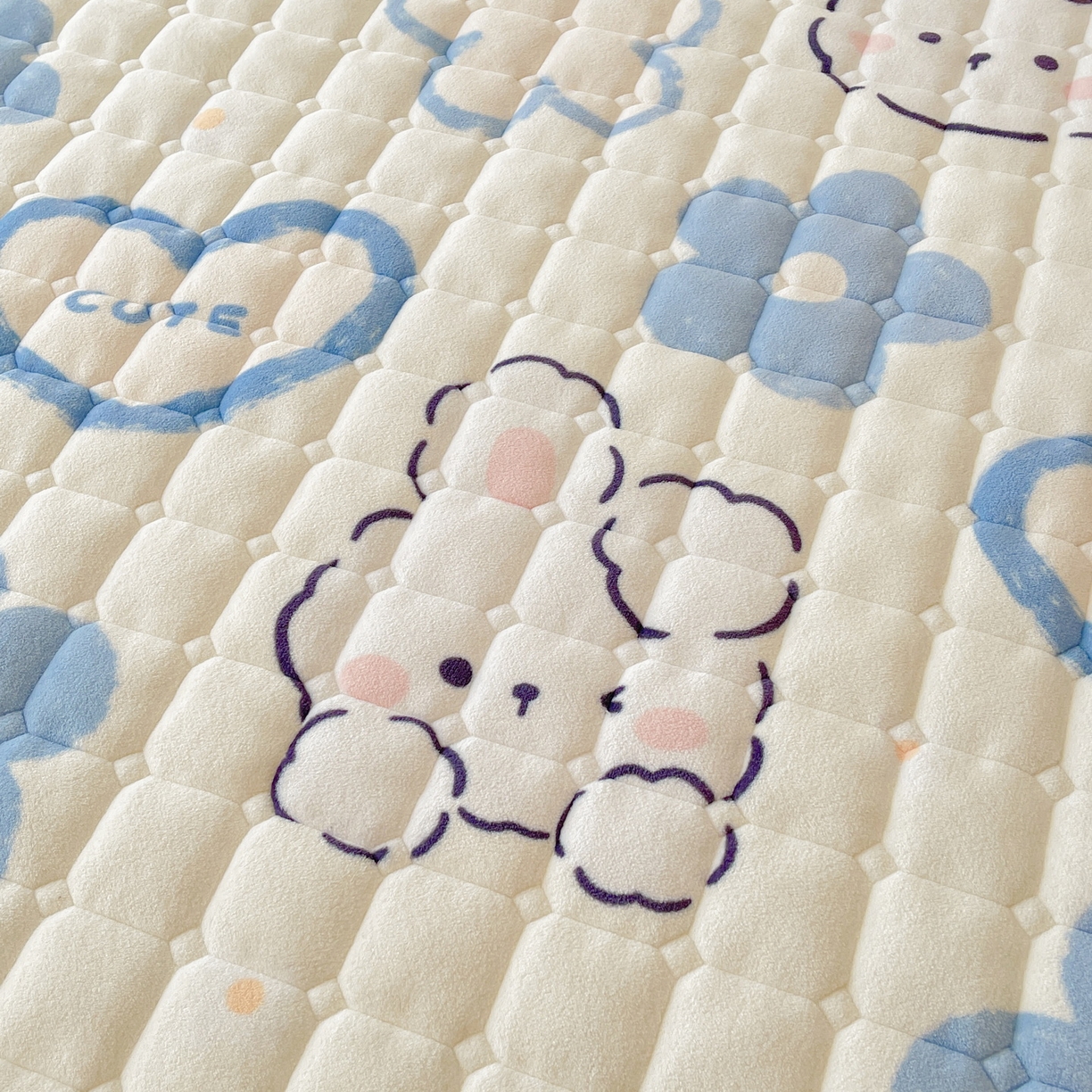 91家纺网 家纺一手货源 找家纺 LIFE.丽芙 2025秋冬新款A类牛奶绒加厚保暖夹棉枕套-包边款 爱心小宠-蓝