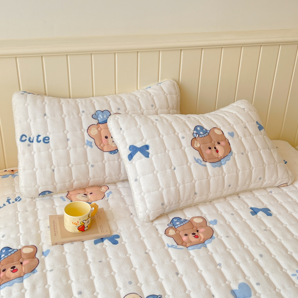 LIFE.丽芙 2025秋冬新款A类牛奶绒加厚保暖夹棉枕套-包边款 动感小熊