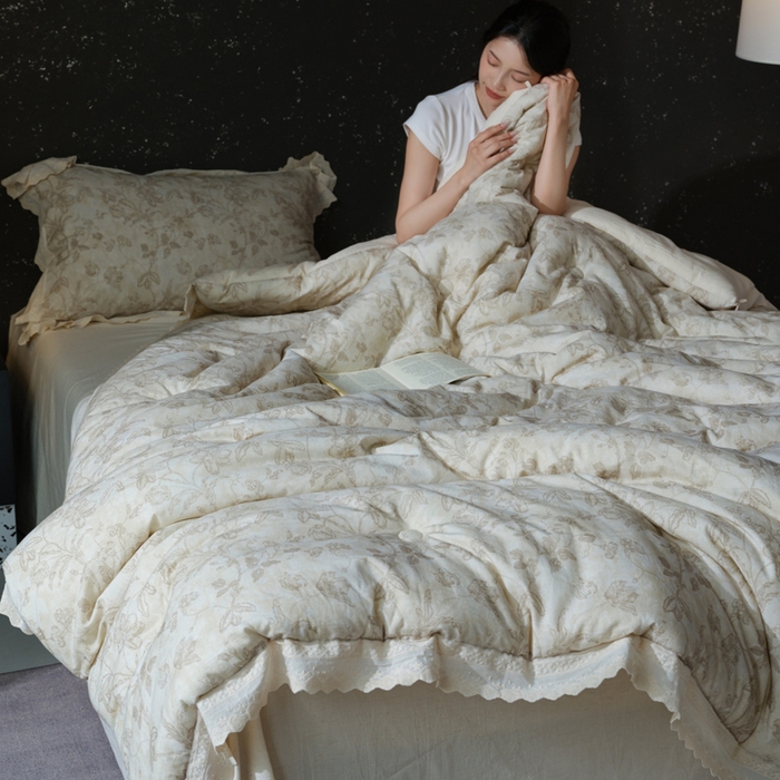 91家纺网 家纺一手货源 找家纺 （总）桂雅居 2025新款自然麻棉麻印花懒人被被子被芯