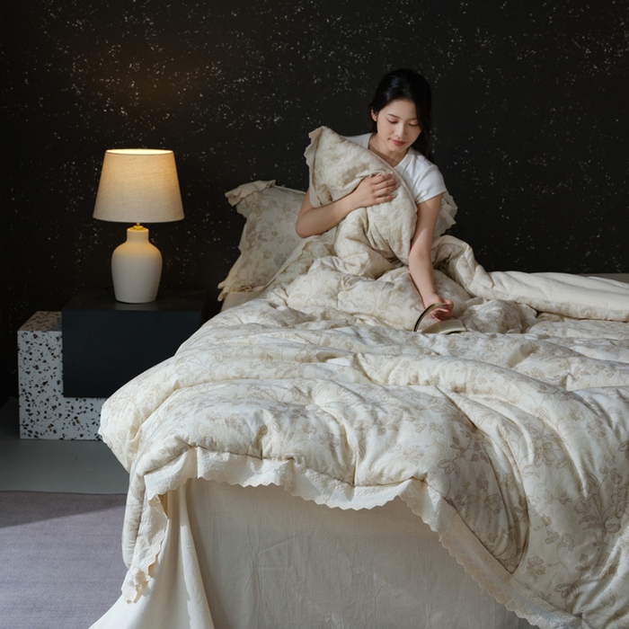 91家纺网 家纺一手货源 找家纺 桂雅居 2025新款自然麻棉麻印花懒人被被子被芯 七月唱片