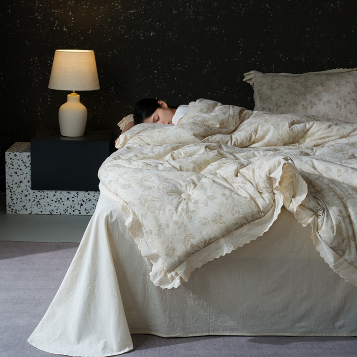 91家纺网 家纺一手货源 找家纺 桂雅居 2025新款自然麻棉麻印花懒人被被子被芯 七月唱片