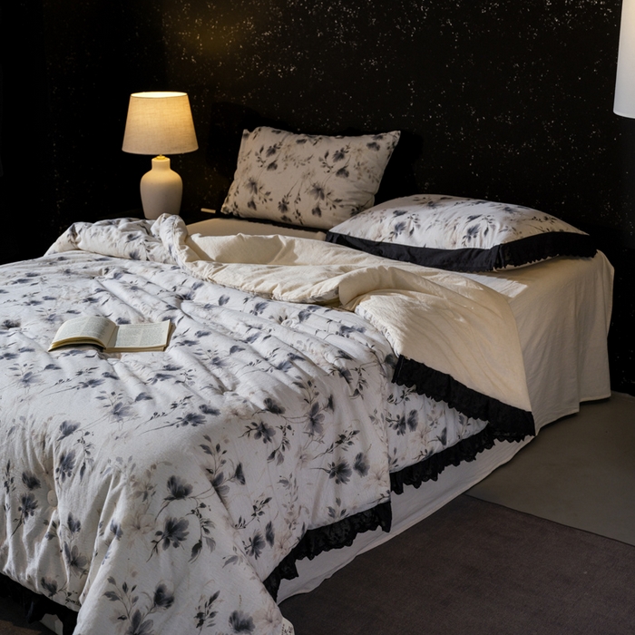 91家纺网 家纺一手货源 找家纺 桂雅居 2025新款自然麻棉麻印花懒人被被子被芯 清风三两