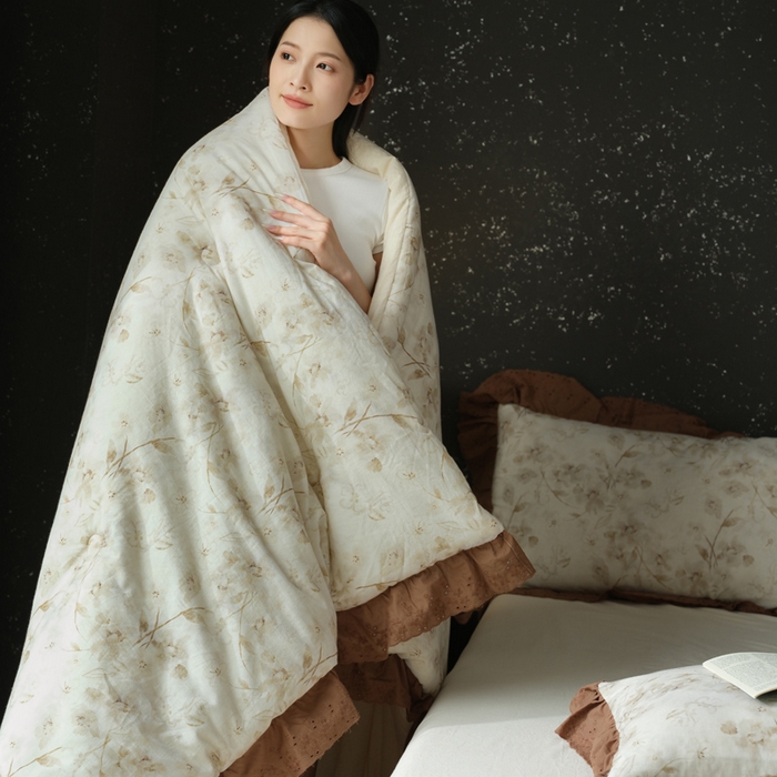 91家纺网 家纺一手货源 找家纺 桂雅居 2025新款自然麻棉麻印花懒人被被子被芯 寻觅