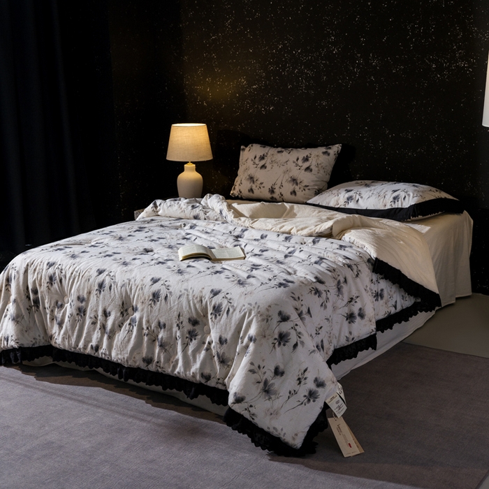 91家纺网 家纺一手货源 找家纺 桂雅居 2025新款自然麻棉麻印花懒人被被子被芯 清风三两