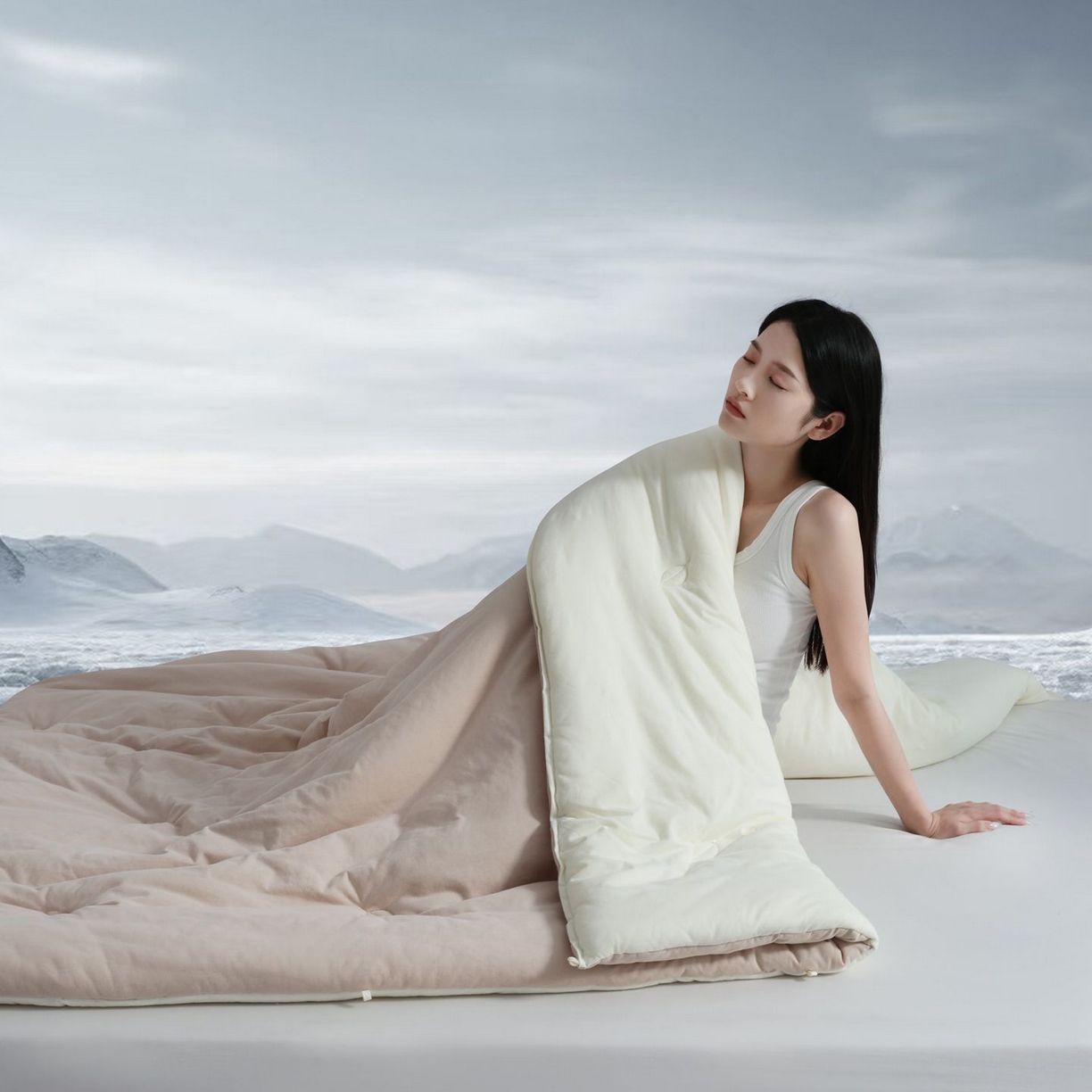 91家纺网 家纺一手货源 找家纺 （总）桂雅居 2025新款可水洗全棉针织棉东方茶净奶糖云朵被被子被芯