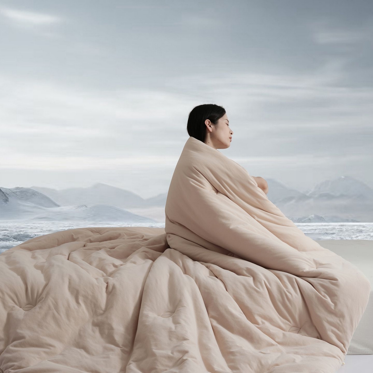 91家纺网 家纺一手货源 找家纺 （总）桂雅居 2025新款可水洗全棉针织棉东方茶净奶糖云朵被被子被芯