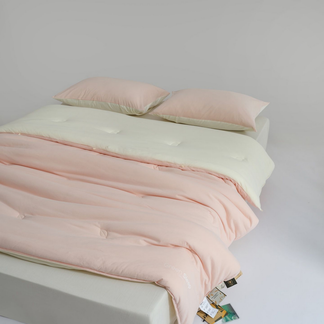 91家纺网 家纺一手货源 找家纺 桂雅居 2025新款可水洗全棉针织棉东方茶净奶糖云朵被被子被芯 云朵粉