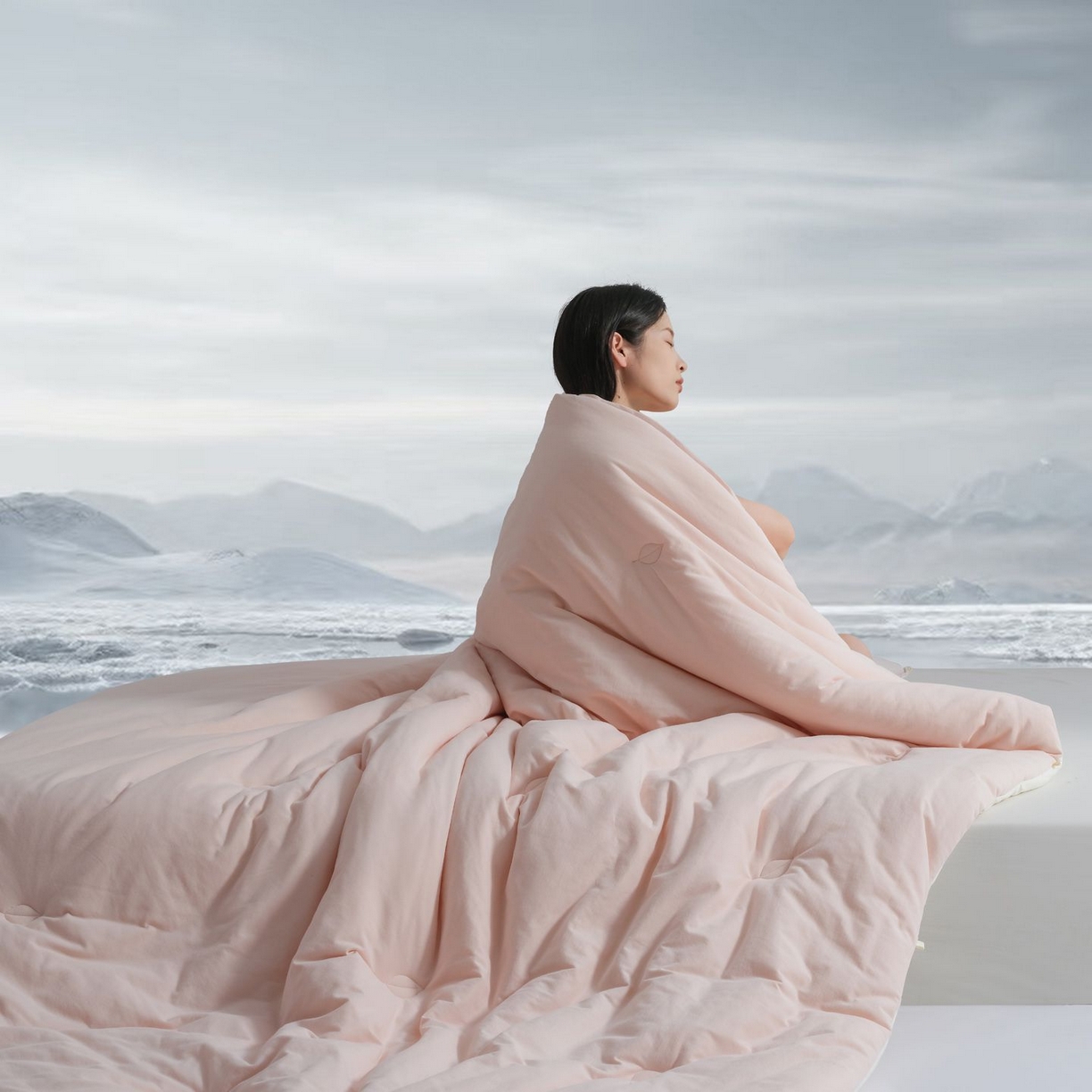 91家纺网 家纺一手货源 找家纺 桂雅居 2025新款可水洗全棉针织棉东方茶净奶糖云朵被被子被芯 云朵粉