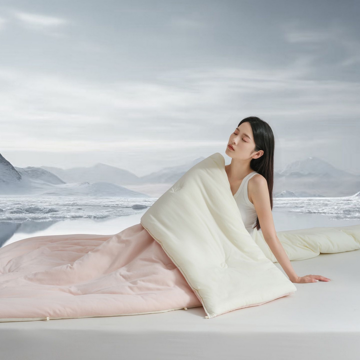 91家纺网 家纺一手货源 找家纺 桂雅居 2025新款可水洗全棉针织棉东方茶净奶糖云朵被被子被芯 云朵粉