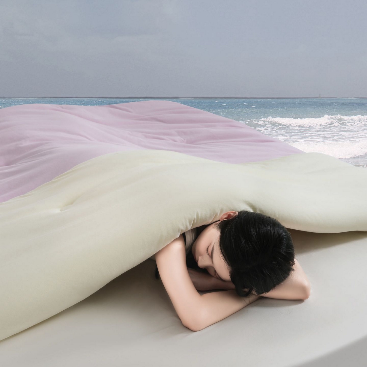 91家纺网 家纺一手货源 找家纺 桂雅居 2025新款可水洗全棉针织棉东方茶净奶糖云朵被被子被芯 奶油紫