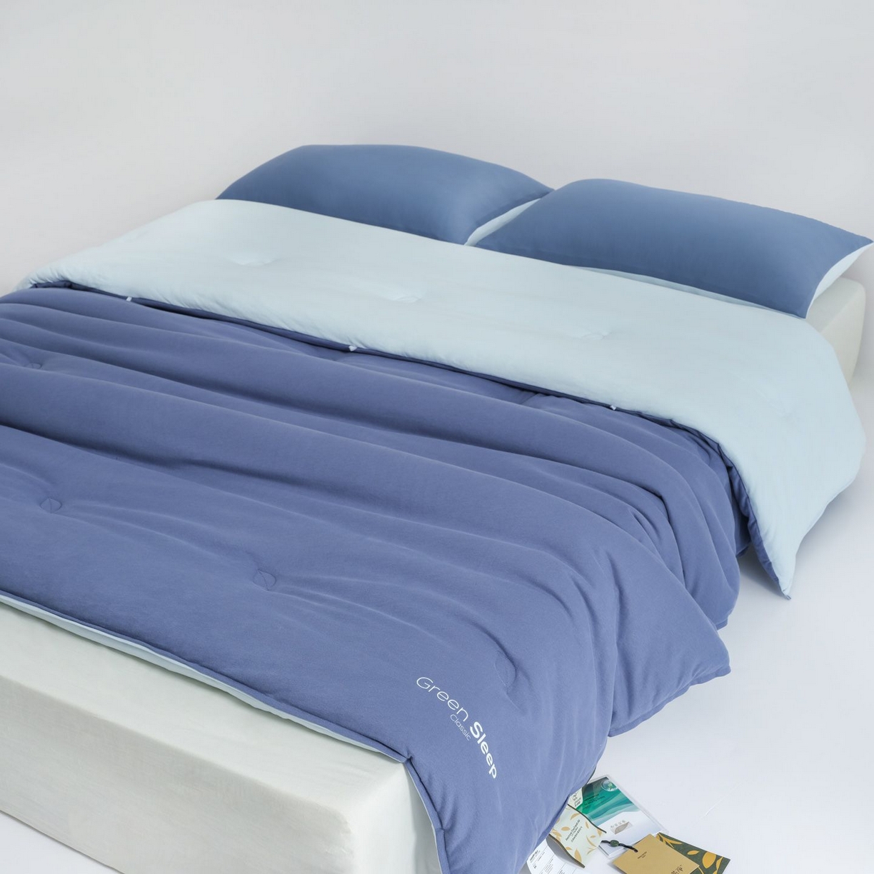 91家纺网 家纺一手货源 找家纺 桂雅居 2025新款可水洗全棉针织棉东方茶净奶糖云朵被被子被芯 星空蓝