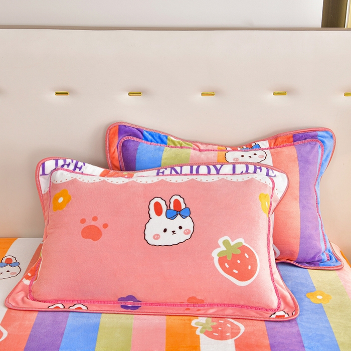 91家纺网 家纺一手货源 找家纺 缘莉娜家纺 2025高克重8斤牛奶绒四件套金貂绒法莱绒加厚保暖直播电商爆款 兔兔乐园