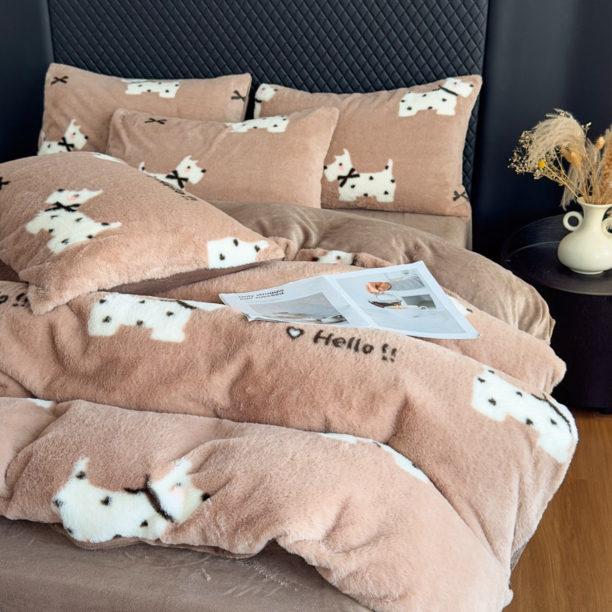 91家纺网 家纺一手货源 找家纺 （总）璐维斯 2025 A类舒适兔毛绒印花四件套卡通花卉牛奶绒秋冬保暖床上用品单被套三件套