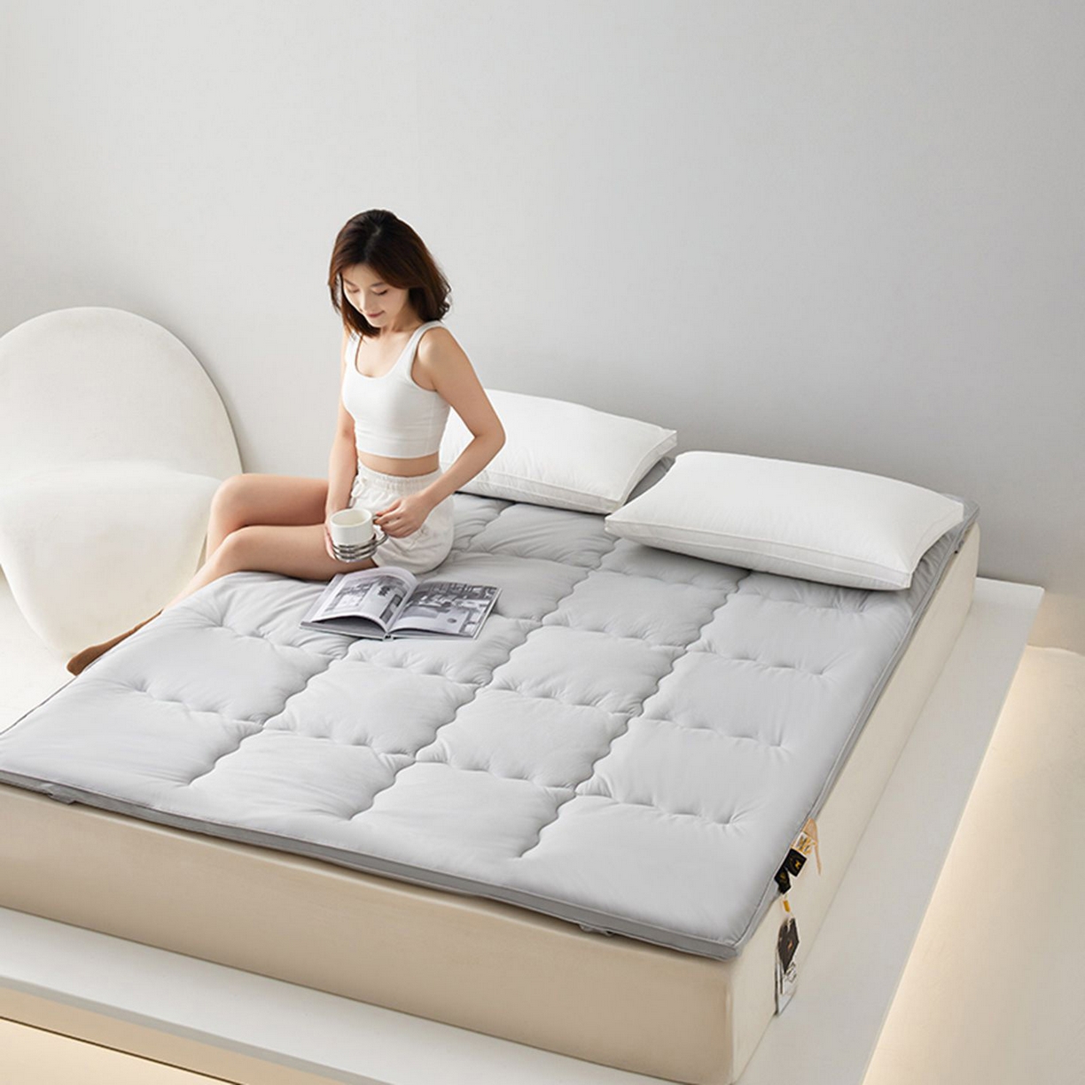 91家纺网 家纺一手货源 找家纺 桂雅居 2025新款优眠澳洲绵羊毛软床垫 灰色