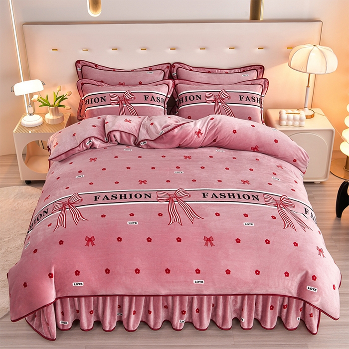 91家纺网 家纺一手货源 找家纺 缘莉娜家纺 2025高克重8斤牛奶绒四件套金貂绒法莱绒加厚保暖直播电商爆款 甜蜜蜜