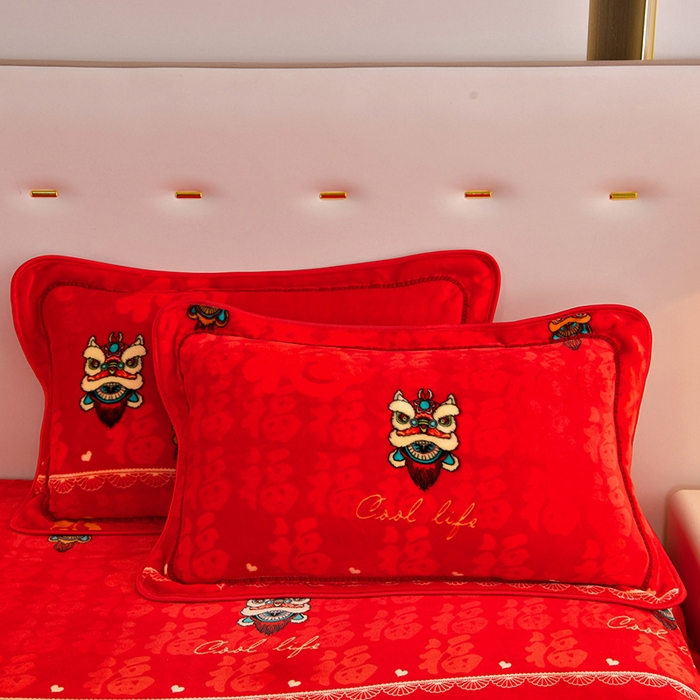 91家纺网 家纺一手货源 找家纺 缘莉娜家纺 2025高克重8斤牛奶绒四件套金貂绒法莱绒加厚保暖直播电商爆款 百福吉祥