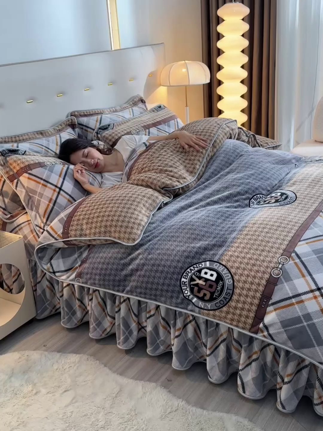 91家纺网 家纺一手货源 找家纺 缘莉娜家纺 2025高克重8斤牛奶绒四件套金貂绒法莱绒加厚保暖直播电商爆款 辉煌人生