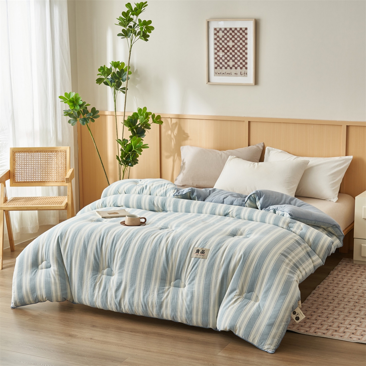 91家纺网 家纺一手货源 找家纺 （总）趣色家纺 2025新款色织格子里外全棉纯棉棉花冬被被子被芯