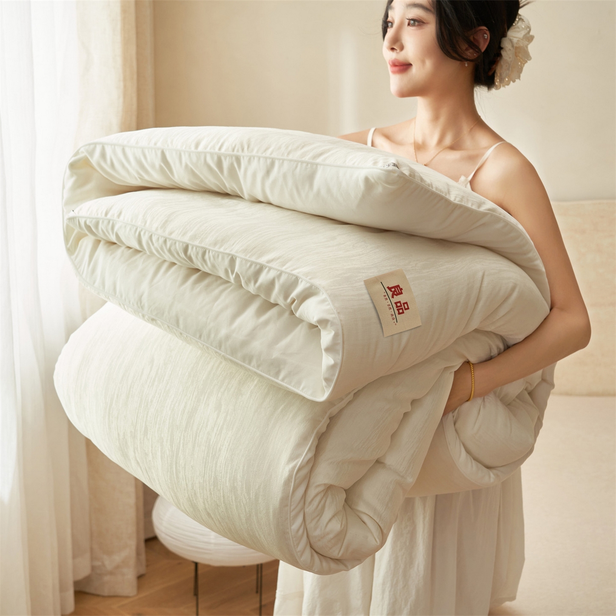 91家纺网 家纺一手货源 找家纺 （总）趣色家纺 2025新款银丝大提花55%大豆冬被被子被芯