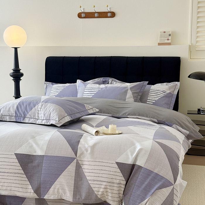 91家纺网 家纺一手货源 找家纺 于果 2025新款暖绒磨毛四件套 创意几何