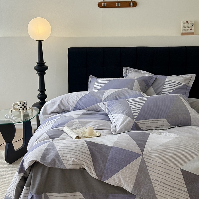 91家纺网 家纺一手货源 找家纺 于果 2025新款暖绒磨毛四件套 创意几何