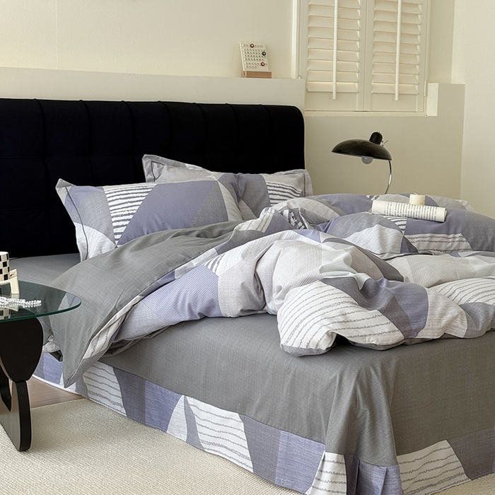 91家纺网 家纺一手货源 找家纺 于果 2025新款暖绒磨毛四件套 创意几何