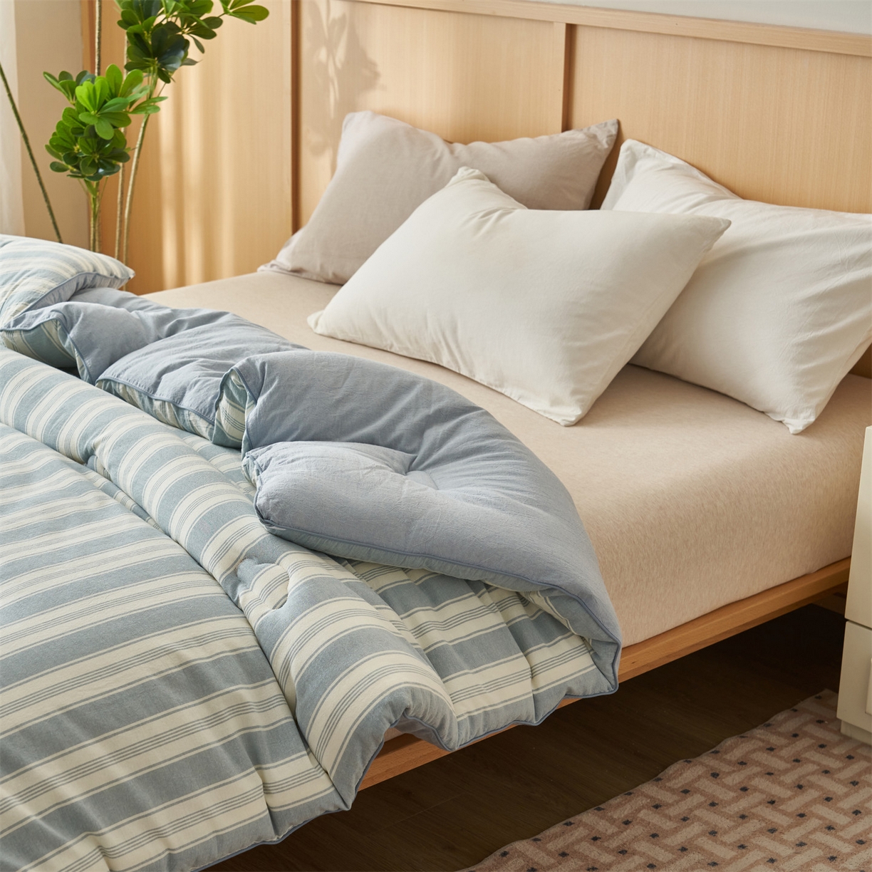 91家纺网 家纺一手货源 找家纺 趣色家纺 2025新款色织格子里外全棉纯棉棉花冬被被子被芯 布莱格