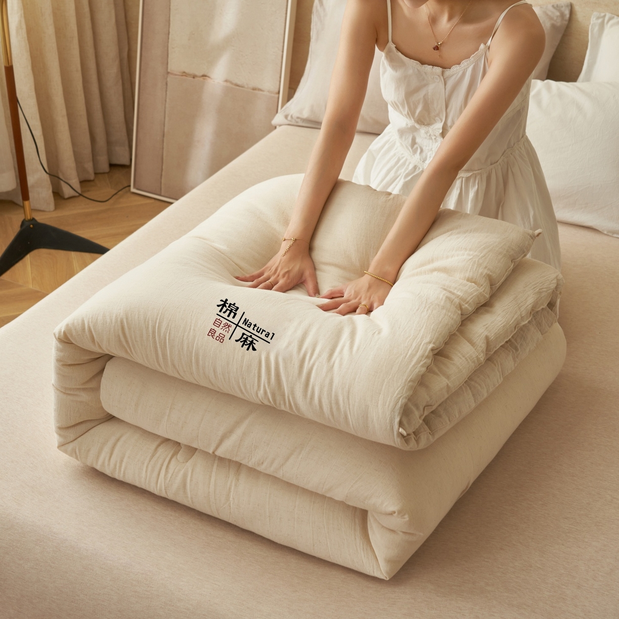 91家纺网 家纺一手货源 找家纺 （总）趣色家纺 2025新款棉麻素色新疆棉花冬被被子被芯